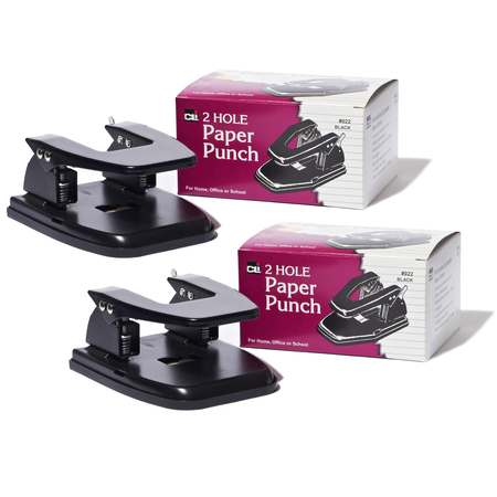 CHARLES LEONARD Two Hole Paper Punch, 2.75in, 30 Sheet Capacity, Black, PK2 022
